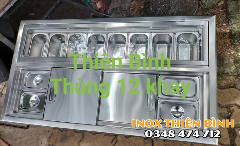 THÙNG ĐÁ ÂM QUẦY CÓ  12 KHAY GIỮ LẠNH NẮP MICA