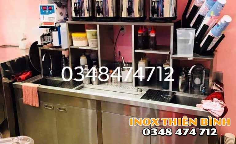QUẦY PHA CHẾ 1M5  INOX 304, 1 CHÂU, 1 THÙNG ĐÁ