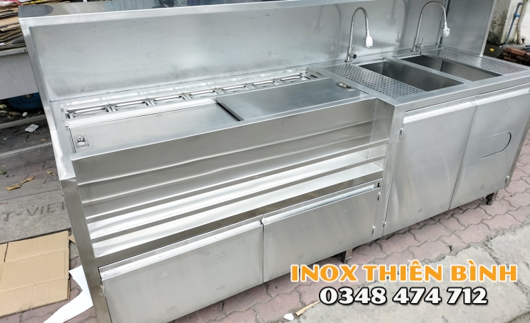 Quầy Pha Chế 2m3 , 7 khay 1.5 lít, 2 bồn rửa