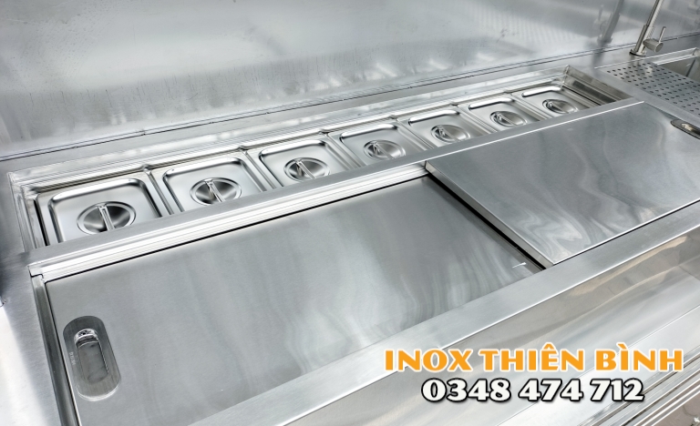 Quầy Pha Chế 2m3 , 7 khay 1.5 lít, 2 bồn rửa