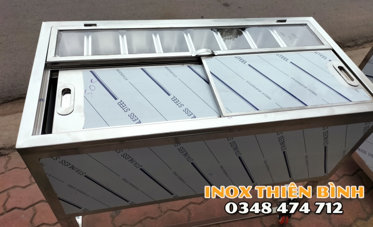 THÙNG ĐÁ INOX CÓ 8 KHAY 1/9