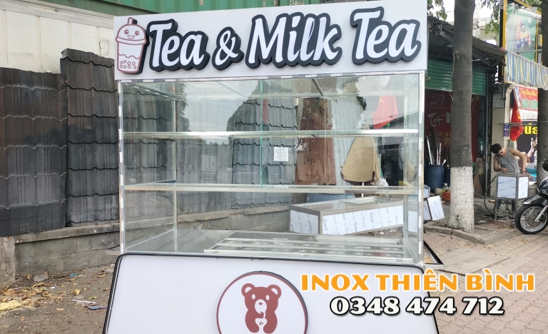 XE TRÀ SỮA  1M5 CÓ THÙNG ĐÁ GIỮ LẠNH  14KHAY 1/9