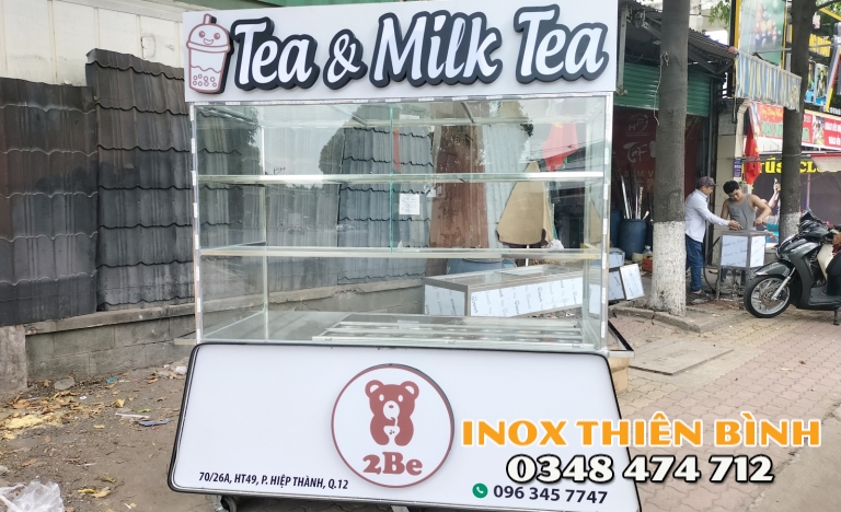 XE TRÀ SỮA  1M5 CÓ THÙNG ĐÁ GIỮ LẠNH  14KHAY 1/9