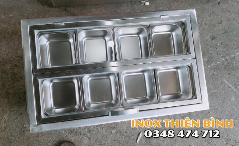 Thùng giữ lạnh 8 khay nắp gấp inox