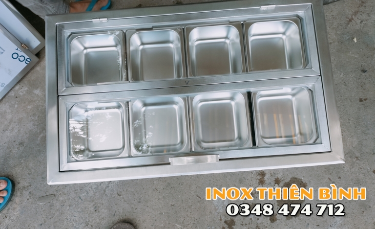 Thùng giữ lạnh 8 khay nắp gấp inox