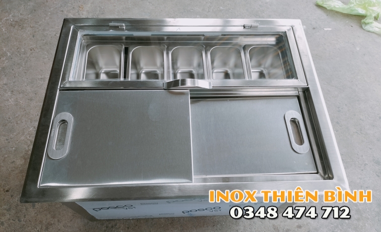 Thùng đá 5 khay âm quầy nắp mica