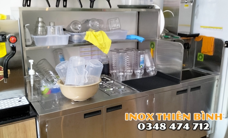Quầy pha chế 1m8 có thùng đá 6 khay + 1 chậu rửa 