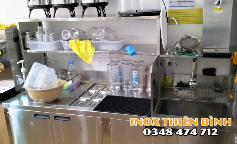 Quầy pha chế 1m8 có thùng đá 6 khay + 1 chậu rửa 