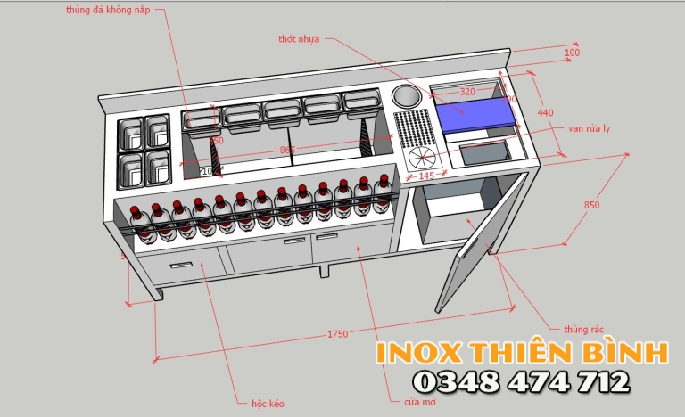 Quầy bar 1m750 full option 