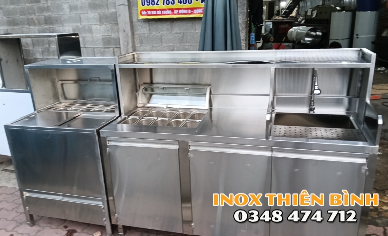 Quầy pha chế 2m4  có thùng đá 6 khay kèm 10 khay giữ lạnh 